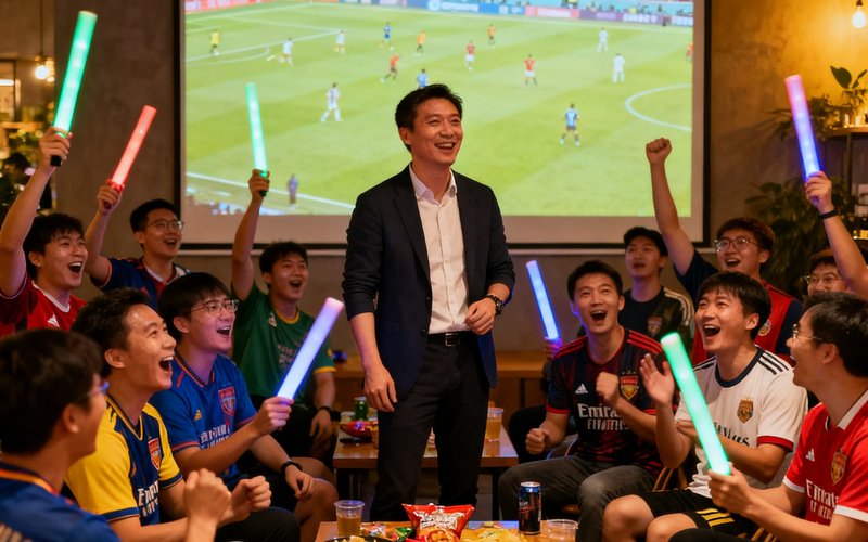 社区运营经理李俊杰组织球迷线下观赛派对
